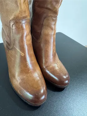 Frye Parker Tall Cognac Brown Leather Mid-Heel Knee Boots thumbnail 9