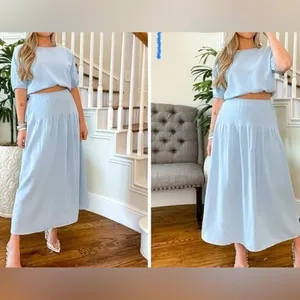 Ecowish 2 piece maxi skirt and crop top, woman’s 2 piece set, size small, new thumbnail 4