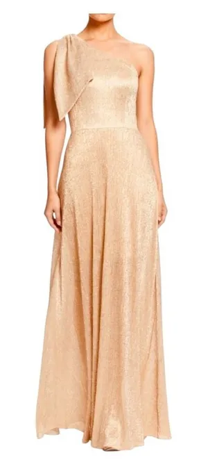 Dress‎ The Population One Shoulder Sequin Midi Dress Womens XS Rose Gold Glam thumbnail 1