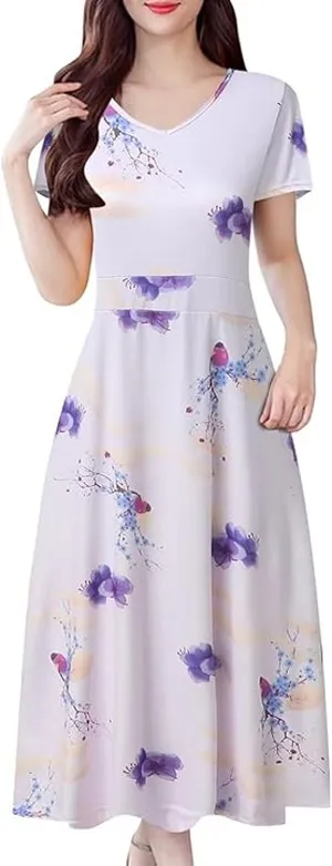 NWT ~ Women's Summer Floral Short Sleeve Flowy Casual Dress ~ Size XL (Medium?) thumbnail 1