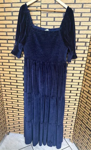 Baltic Born Navy Velvet Smocked Tiered Maxi Dress Size 2X thumbnail 1