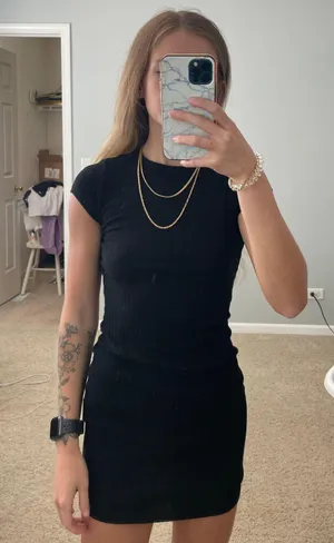 SheIn black ribbed mini dress thumbnail 2