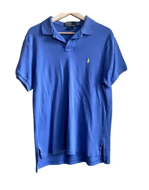 polo by ralph lauren blue label collared shirt blue custom‎ fit women's L pony thumbnail 1