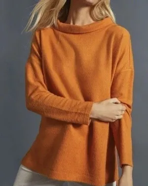 Anthropologie Cowl Neck Oversized Women's Orange Sweater Size Medium thumbnail 1