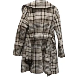 Soia & Kyo Wool Plaid Belted Fall Coat Oversized Asymmetrical Collar Canadian M thumbnail 3