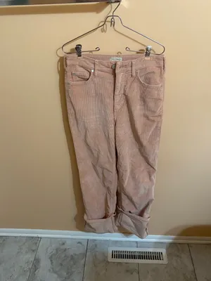 Anthropologie Pilcro Scotty Cuffed High Rise Straight Leg Pink Corduroy Pants thumbnail 3