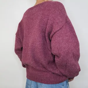Vintage 80s Maroon V Neck Sweater Red Size M thumbnail 3