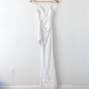 Sophia Thomas White Sequin Open Back Cut Out Prom Bridal Glam Maxi Gown Dress thumbnail 11