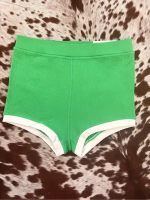Aerie offline Green Ribbed Women's Shorts with White Trim NWT‎ thumbnail 4