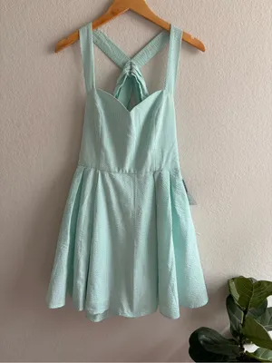 Lauren James Livingston Seersucker Green Stripe Dress Size Large NWT thumbnail 10