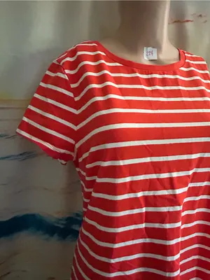 Old Navy Women’s Striped Orange & White Casual Tee Dress LG NWT thumbnail 5