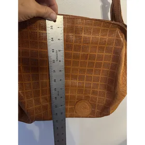Earthbags Fred Salerno Perforated Brown Leather Purse Boho Shoulder Bag Vintage thumbnail 8