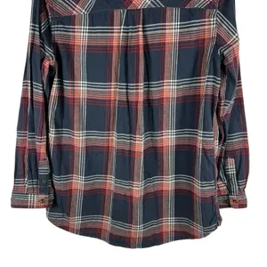 Carhartt Farwell Pullover Henley Flannel Shirt Large Navy Red Plaid Work Utility thumbnail 10