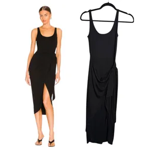 LBLC The Label Revolve Eva Dress Black Faux Wrap Midi Dress XS NEW with Tags thumbnail 2