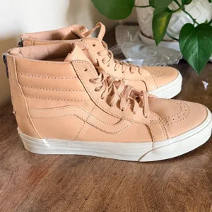 Vans Sk8-Hi Slim Zip Women 8.5‎ Veggie Tan Leather High Top Sneakers Nude Peach thumbnail 10