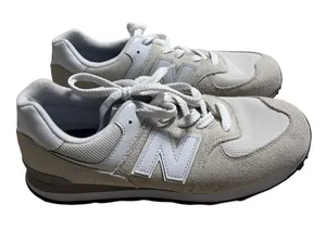 New Balance 574 Sneakers Women's Size 7 White Gray Shoes New thumbnail 1