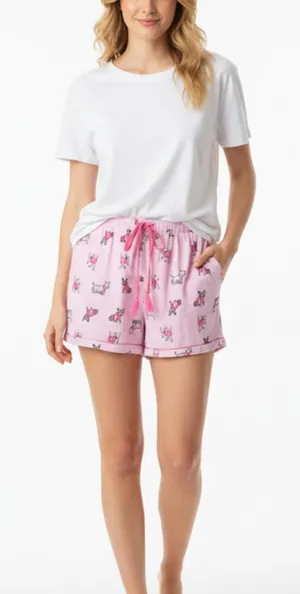 Jaclyn smith Pink striped dog print Women's pajama shorts size large thumbnail 1