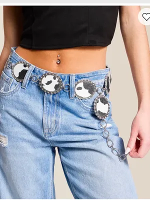 Black and White Patterned Women's Concho belt thumbnail 4