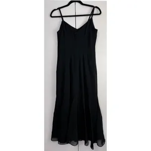 Vintage Jackie K Black Spaghetti Strap Godet‎ Hem Formal Midi Dress Size 7/8 thumbnail 2