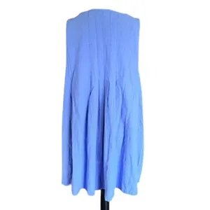Free-Est Blue 100% Linen Sleeveless Button Front Dress Large thumbnail 3