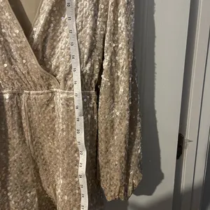 SZ Med GOLD V~Neck plunge neckline Romper, sequins Holiday,Party resort vacation thumbnail 2