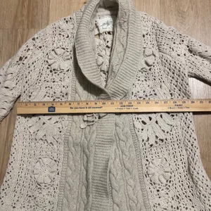 Angel of‎ the North Crochet Knit Cardigan Cream Boho Cottagecore Anthropologie thumbnail 8
