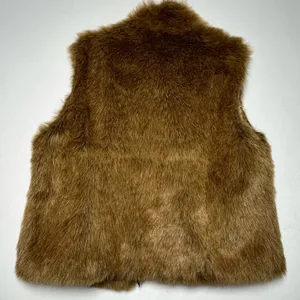 Terry Lewis Women’s Faux Fur Vest Satin Trim Y2K Mob Wife Brown Luxe Women Sz L thumbnail 6