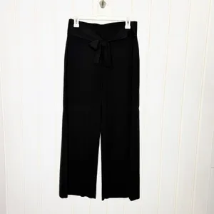 Moth by Anthropologie Black Wide Leg Knit Pants Tie Waist Size S thumbnail 4