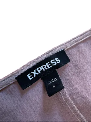 Express Satin Blouse Womens L Dusty Rose Dolman Sleeve Smocked Waist Party Top thumbnail 8