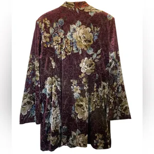 GUILLAUME Purple/Beige Floral Print Velvet Burnout Blazer Jacket - Size 1X thumbnail 7