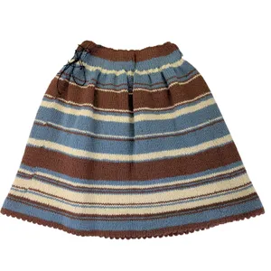 American Vintage True Vintage Handmade Striped Knit A‎ Line Mini Skirt Brown Blue Women's Medium thumbnail 2