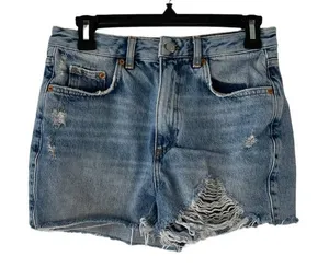 Topshop Size‎ 6 Ashley Cut Off Denim Distressed Jean Shorts thumbnail 1