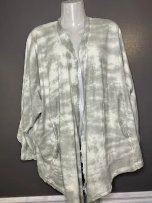 Free People Cardigan Sweater Womens XS Gray Terry Open Front Dolman Pockets Soft thumbnail 2