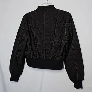 Clique crop cropped moto motorcycle quilted bomber style black jacket sz Medium thumbnail 6