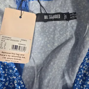 Missguided NWT Blue Floral Ruffle Faux Wrap‎ Mini Dress Puff Sleeve Womens 6 thumbnail 2