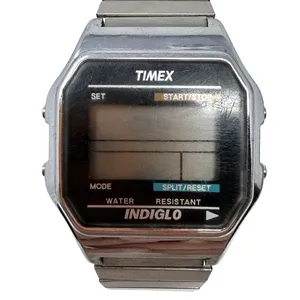 Vintage Timex Indiglo Digital Watch Stainless Steel Expansion Band Untested thumbnail 3