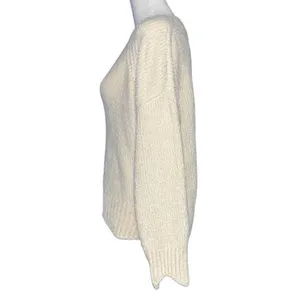 Altar'd State Cream‎ Chenille Knit Crew Neck Sweater Large Ivory Fuzzy Pullover thumbnail 4