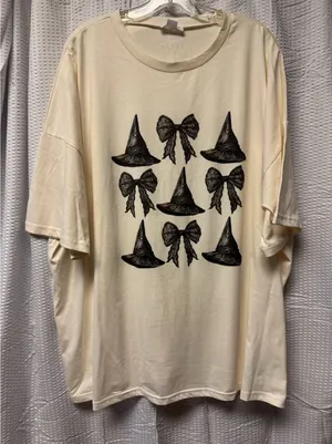 Chicsoul Women's XL Oversized 100% Cotton Witch hats and‎ Bow Tee Soft Comfort thumbnail 1