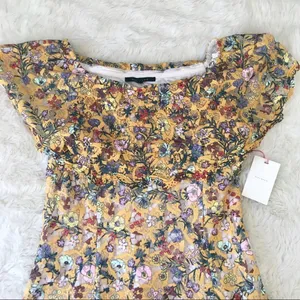 ALEX MARIE Off The Shoulder Yellow Lace Midi Dress Size 6 Wedding Guest Cottage‎ thumbnail 3