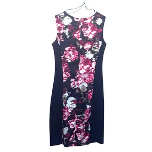 London Style Black Red Floral Sleeveless Dress thumbnail 2