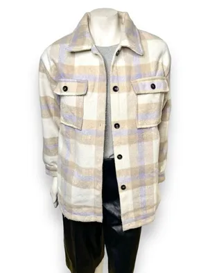 BTFBM Long Sleeve Button Down Plaid Flannel Shaket Size Medium Multiple thumbnail 5