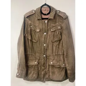 Free People Washed Olive Distressed Surplus Utility Jacket Pink Faded Small thumbnail 5