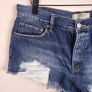 We The Free Free People‎ Distressed Denim Shorts Blue Button Fly Sz 28 High Rise thumbnail 8