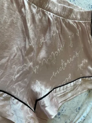 Victoria's Secret Blush Pink Satin Pajama Shorts with Black Piping thumbnail 4