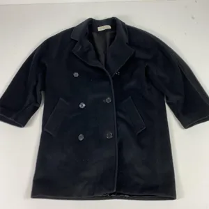 Vintage Calvin Klein Coat Womens 10 Black Wool Pea Coat Double Breasted Lined‎ thumbnail 1