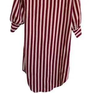 Zara Woman Burgundy Cream Striped Longline Wrap‎ Tunic Top XS thumbnail 11