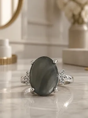 Luxury Collection Titanium Steel Silver w/ Sparkling Gemstone Cocktail Ring S 7 thumbnail 2