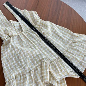 PrettyLittleThing Yellow Gingham Plunging Romper Skort Ruffle Preppy Summer US 6 thumbnail 7