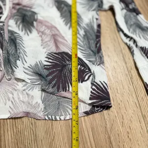 Y2K Tropical Palm Print Lace Up Crop Top‎ White Bell Sleeve Y2K Small thumbnail 4