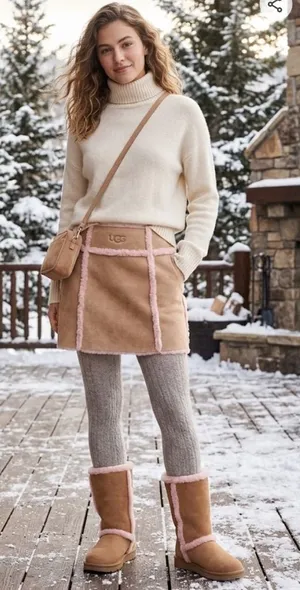 UGG Pink Trim Suede Shearling Piece 782 thumbnail 1